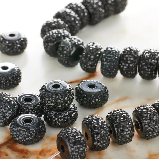 12 Packs: 30 ct. (360 total) Black Resin Rondelle Beads, 10mm by Bead Landing™